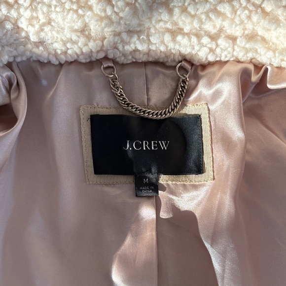 J. Crew Beige Sherpa Jacket with Olive Accents - Picture 2 of 3